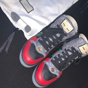 GUCCI men’s Screener Distressed High-Top Sneaker